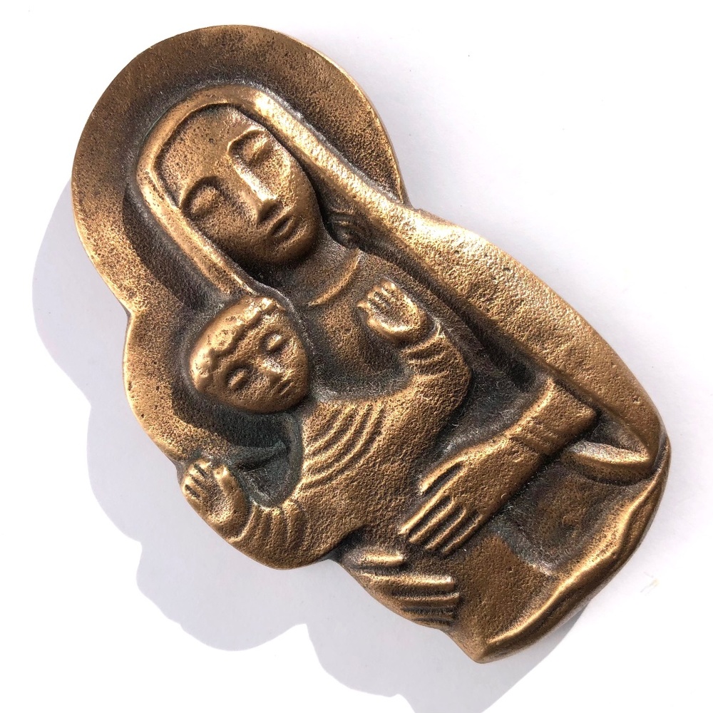 vintage Walter Mellmann Bronze Relief Plaque Mary Mother of God with Baby Jesus - Picture 1 of 4